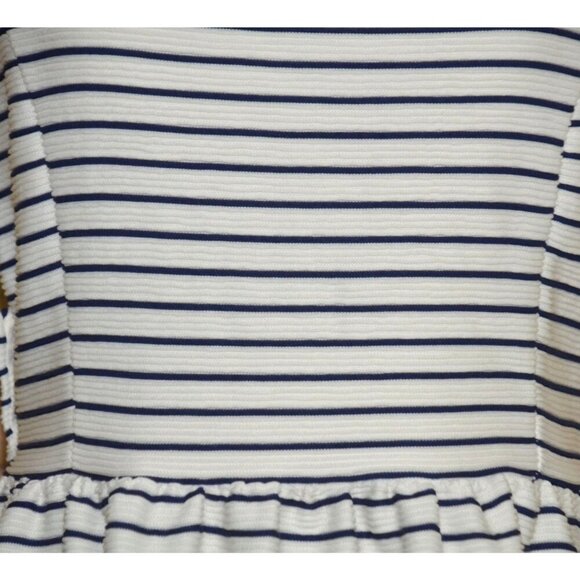 Lauren Conrad Sun Dress Navy Nautical Cross Back Size L Fit & Flare Preppy Lined - Picture 3 of 11